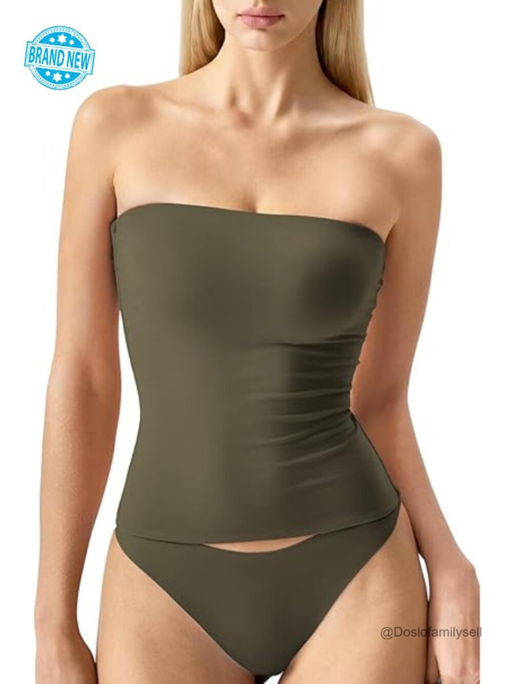 Women's Double Lined Strapless Bandeau Tube Top Slim Fit